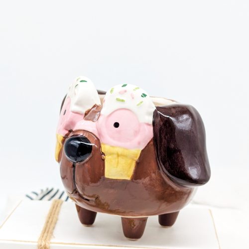 Sprinkle Eyes Brown Dog Planter Pot