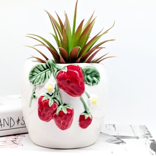 Strawberry Bunch Ceramic Planter Pot