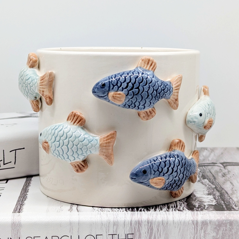 Swimming Fish Ceramic Planter Pot Swimming Fish Ceramic Planter Pot