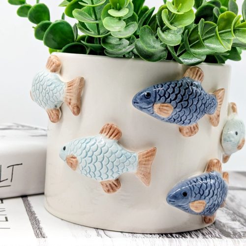 Swimming Fish Ceramic Planter Pot