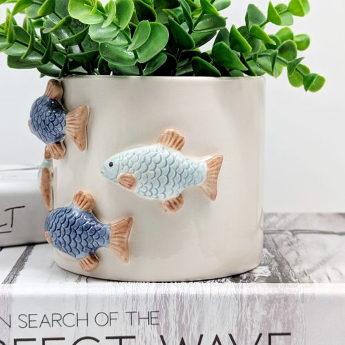 Swimming Fish Ceramic Planter Pot