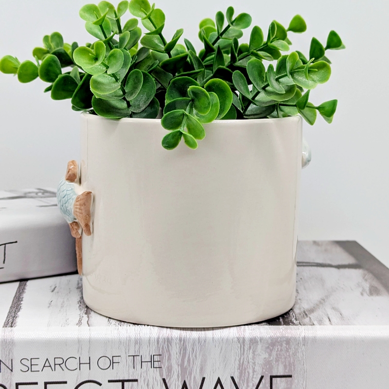 Swimming Fish Ceramic Planter Pot_f