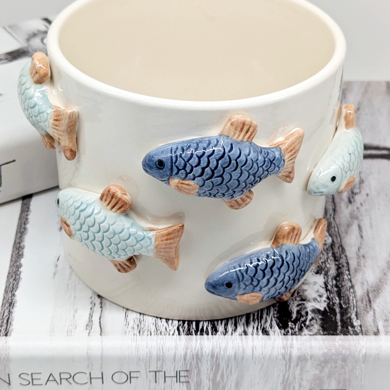 Swimming Fish Ceramic Planter Pot_i Swimming Fish Ceramic Planter Pot