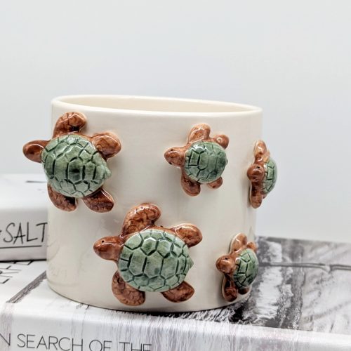 Swimming Turtles Ceramic Planter Pot