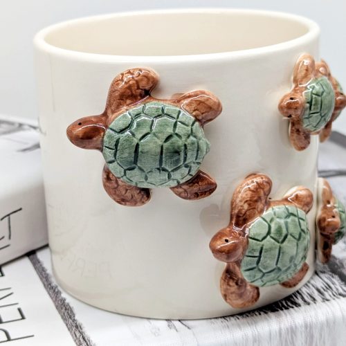 Swimming Turtles Ceramic Planter Pot