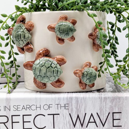 Swimming Turtles Ceramic Planter Pot