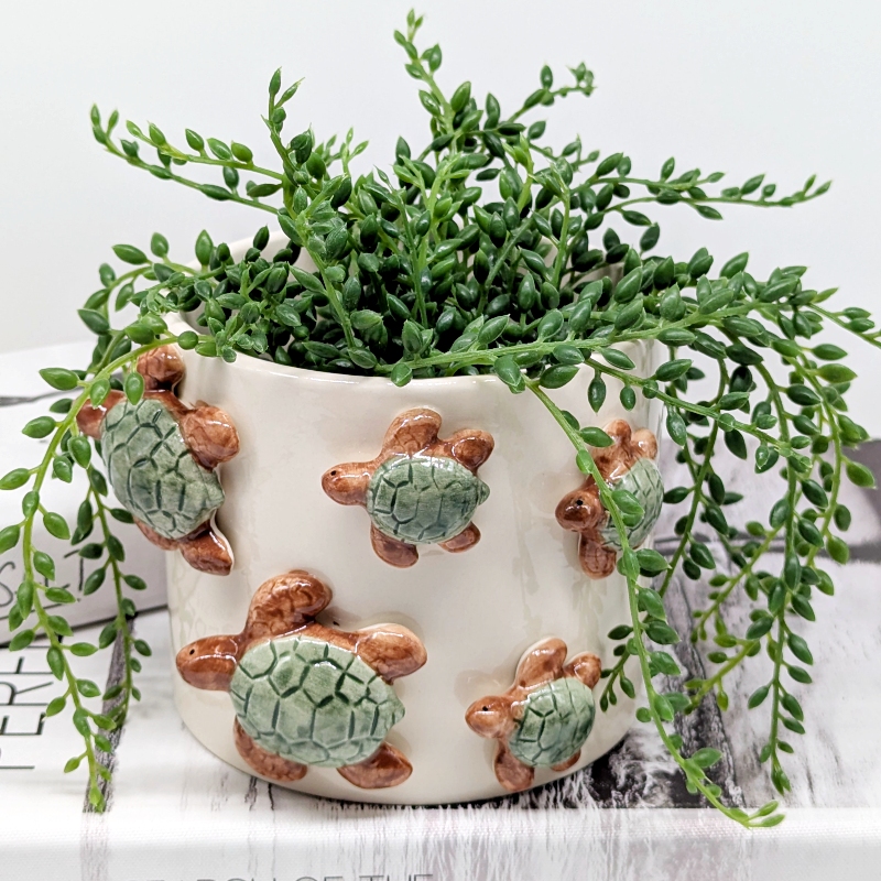 Swimming Turtles Ceramic Planter Pot_i Swimming Turtles Ceramic Planter Pot