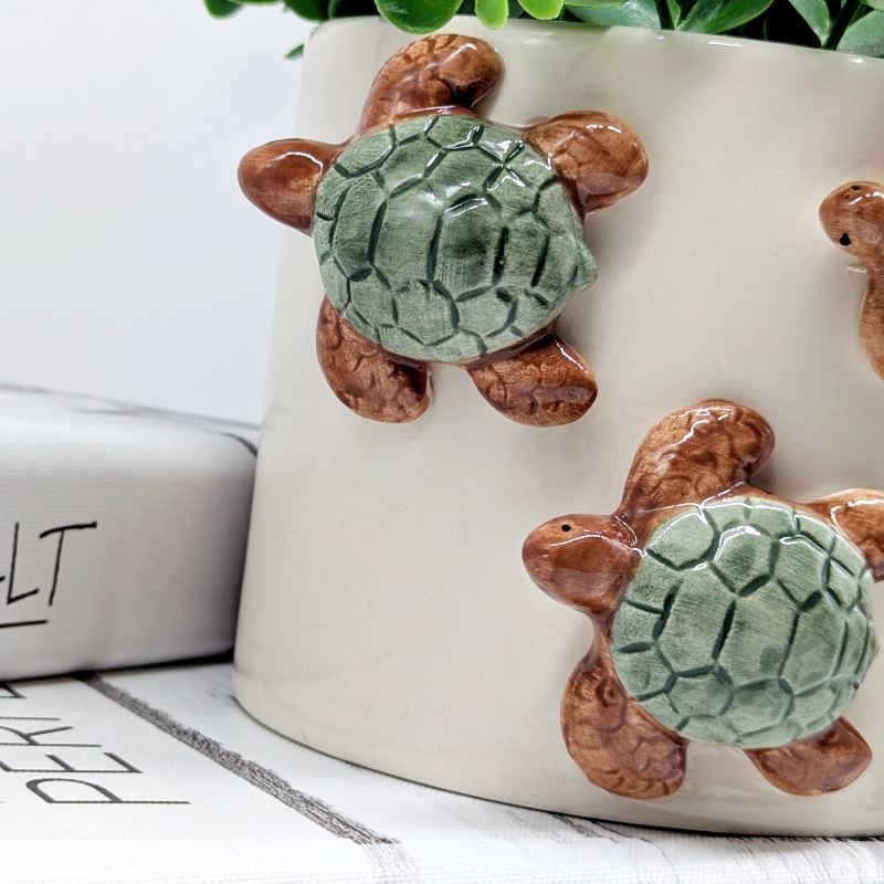 Swimming Turtles Ceramic Planter Pot_j Swimming Turtles Ceramic Planter Pot