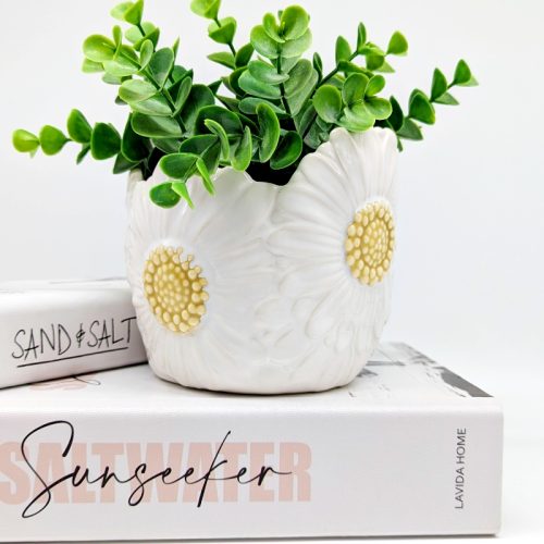 White Petals Flower Ceramic Planter Pot