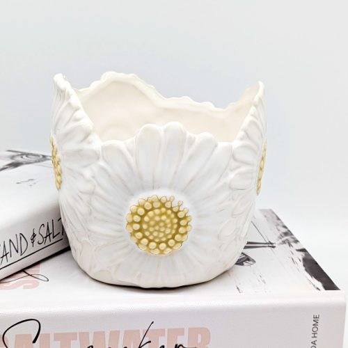 White Petals Flower Ceramic Planter Pot