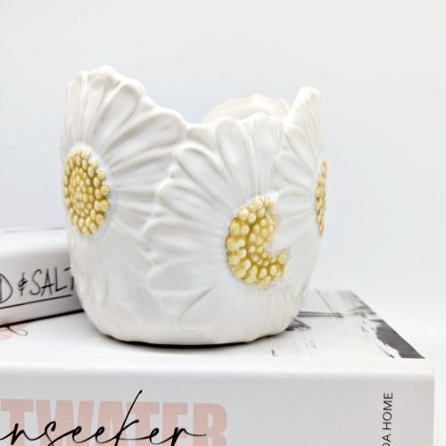 White Petals Flower Ceramic Planter Pot