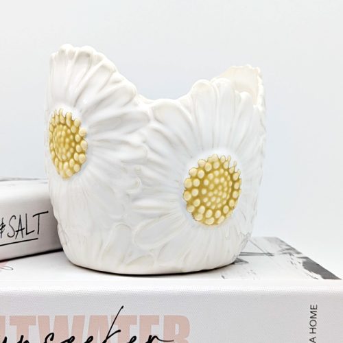 White Petals Flower Ceramic Planter Pot