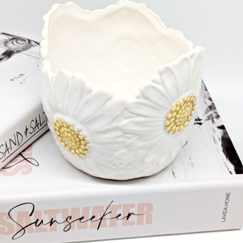 White Petals Flower Ceramic Planter Pot