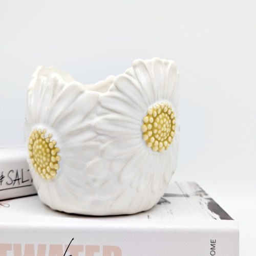 White Petals Flower Ceramic Planter Pot