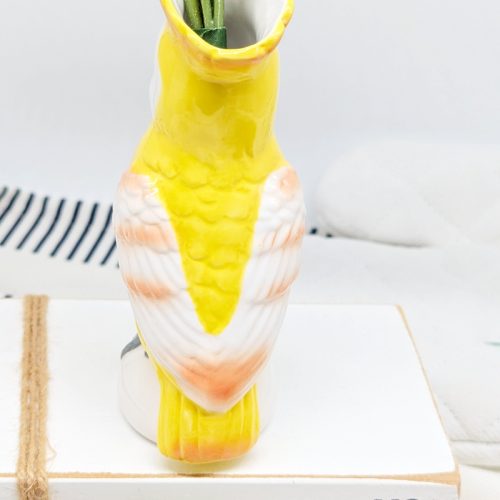 Yellow Parrot Bird Ceramic Vase