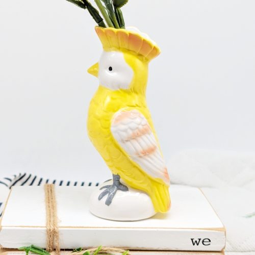 Yellow Parrot Bird Ceramic Vase