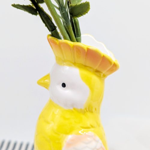 Yellow Parrot Bird Ceramic Vase
