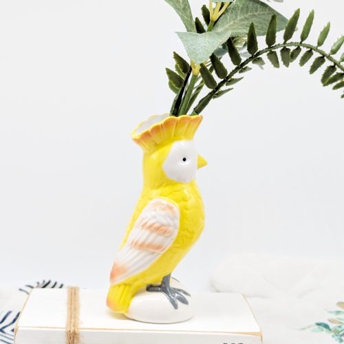 Yellow Parrot Bird Ceramic Vase