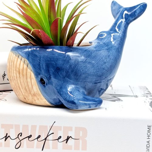 Happy Blue Whale Ceramic Planter Pot