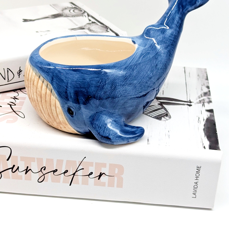 _i Happy Blue Whale Ceramic Planter Pot