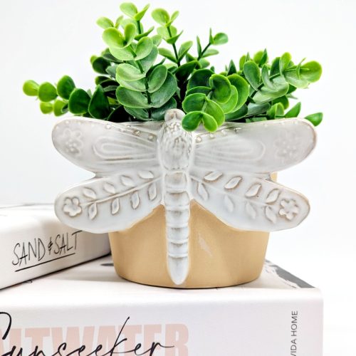 Sandy Dragonfly Ceramic Planter Pot