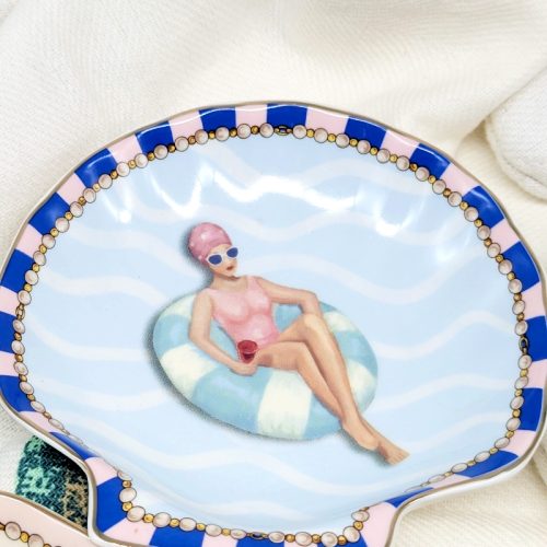 Floating Pool Girl Ceramic Trinket Dish