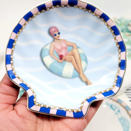 Floating Pool Girl Ceramic Trinket Dish
