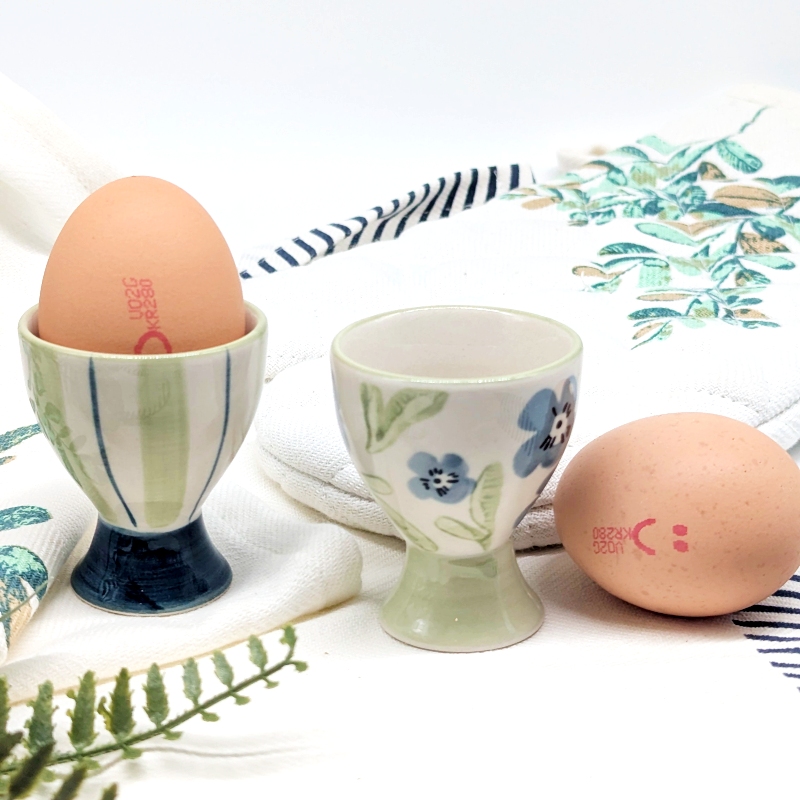 PXL_20251105_021702292 Blue Green Floral Egg Cup Holder Set