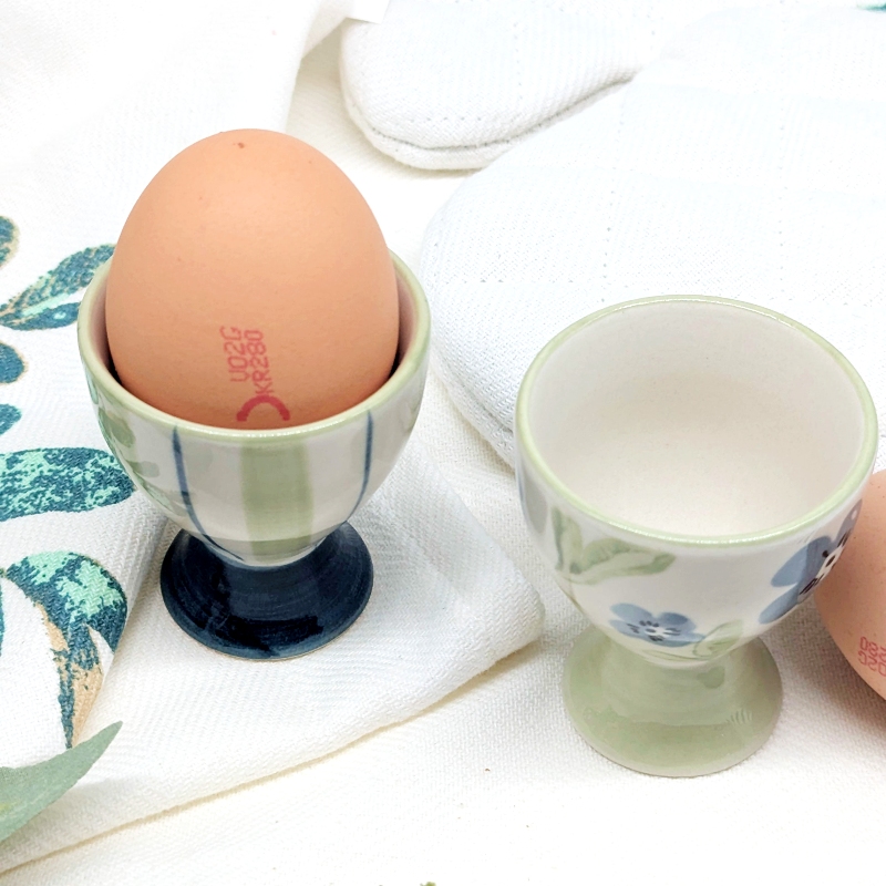 PXL_20251105_021707748 Blue Green Floral Egg Cup Holder Set