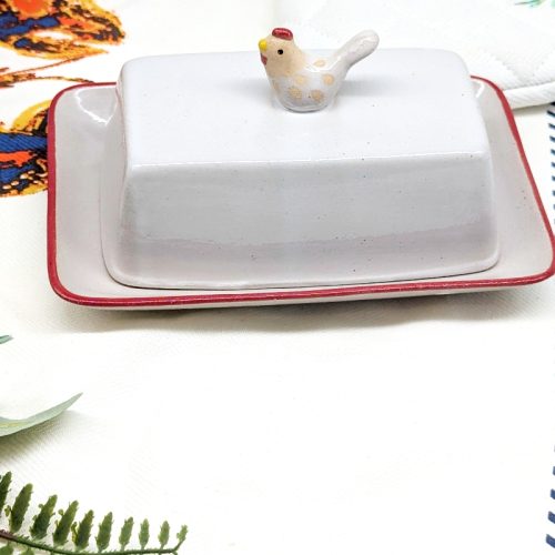 Chicken on Top Ceramic Butter Dish