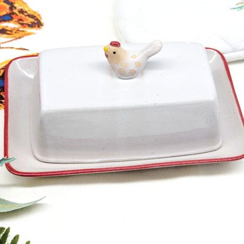 Chicken on Top Ceramic Butter Dish