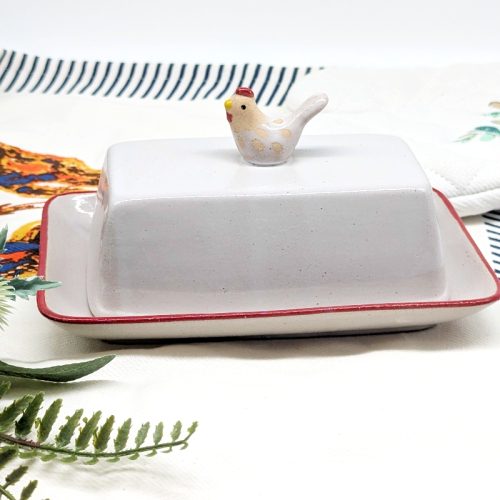 Chicken on Top Ceramic Butter Dish
