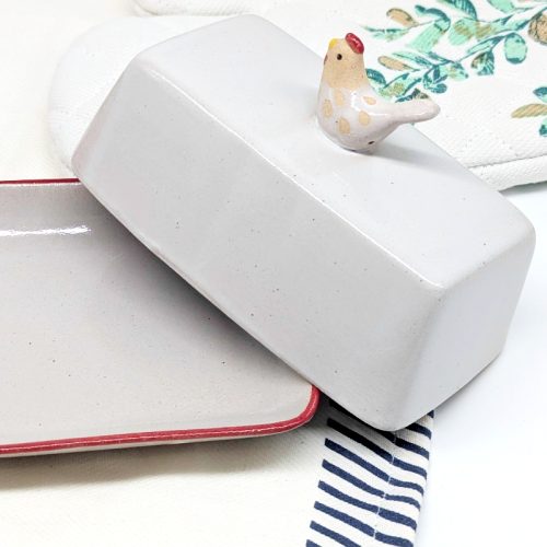 Chicken on Top Ceramic Butter Dish