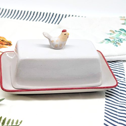 Chicken on Top Ceramic Butter Dish