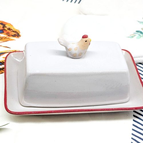 Chicken on Top Ceramic Butter Dish