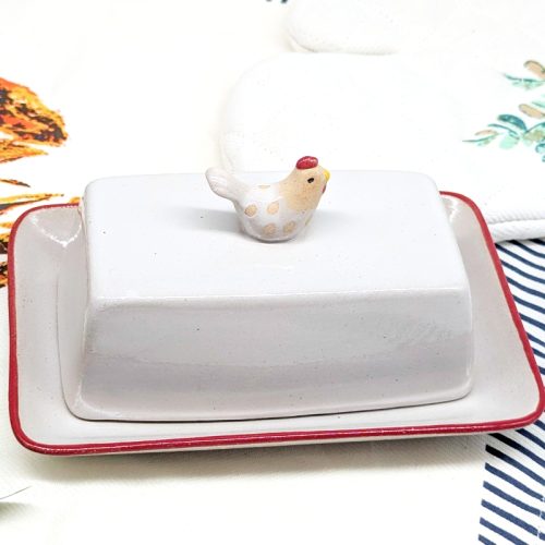 Chicken on Top Ceramic Butter Dish