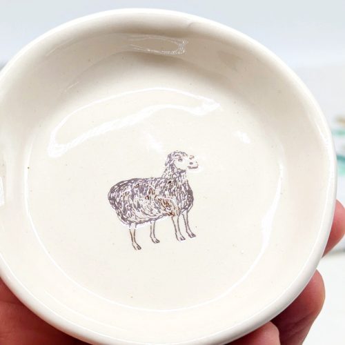 Country Sheep Small Ceramic Dish