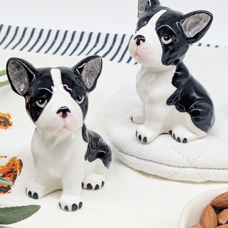 PXL_20251105_030615507 Ceramic French Bulldog Salt Pepper Shaker Set