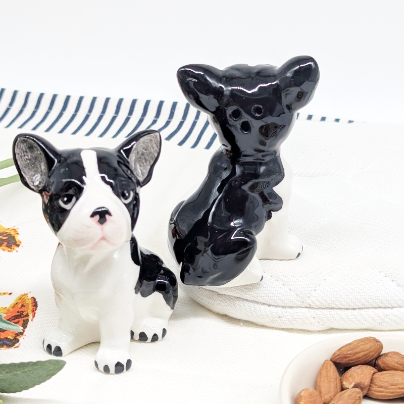 PXL_20251105_030623465 Ceramic French Bulldog Salt Pepper Shaker Set