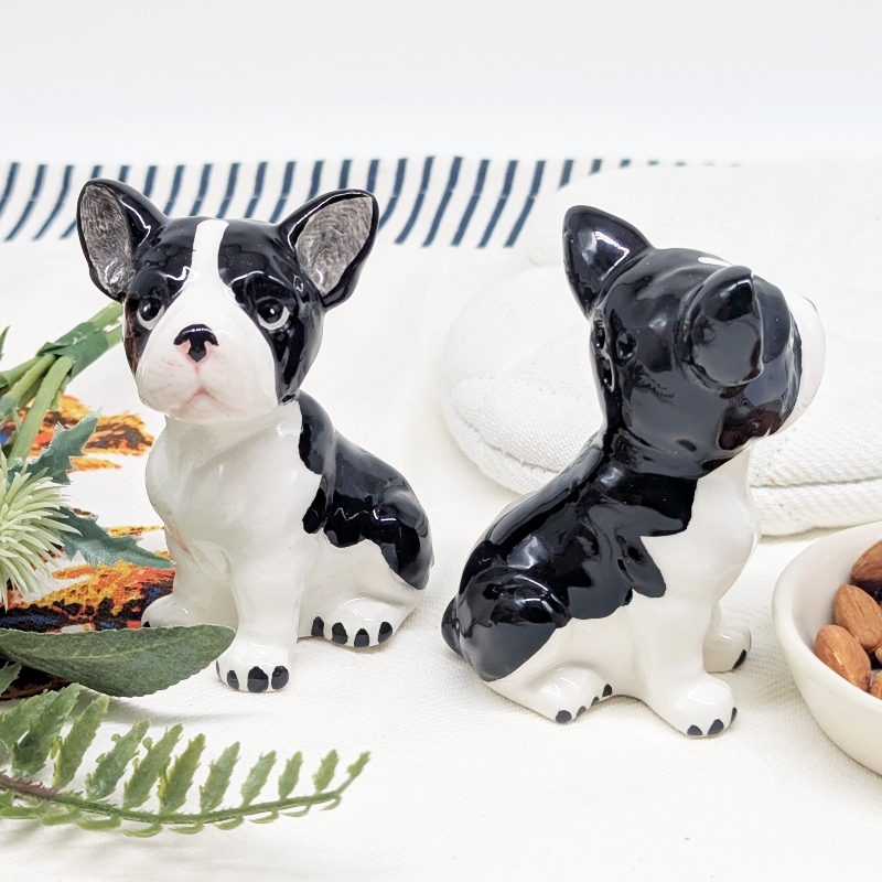 PXL_20251105_030704942 Ceramic French Bulldog Salt Pepper Shaker Set
