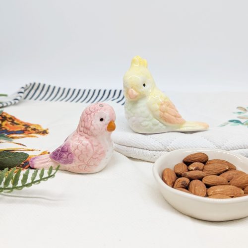Purple Yellow Parrot Salt Pepper Shaker Set