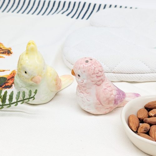 Purple Yellow Parrot Salt Pepper Shaker Set