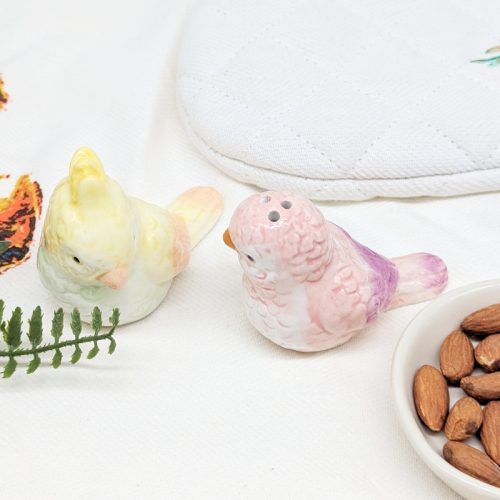 Purple Yellow Parrot Salt Pepper Shaker Set