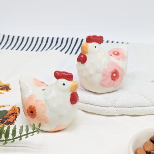 Floral Chicken Salt Pepper Shaker Set