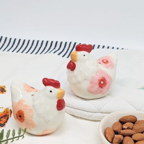 Floral Chicken Salt Pepper Shaker Set