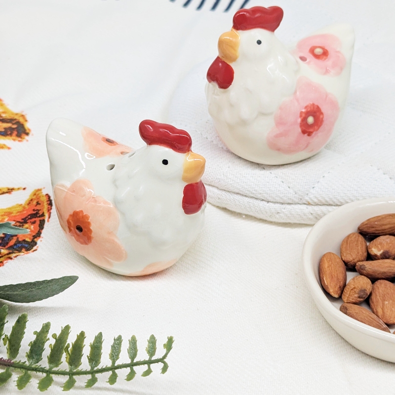 PXL_20251105_032200955 Floral Chicken Salt Pepper Shaker Set