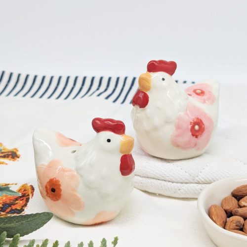 Floral Chicken Salt Pepper Shaker Set