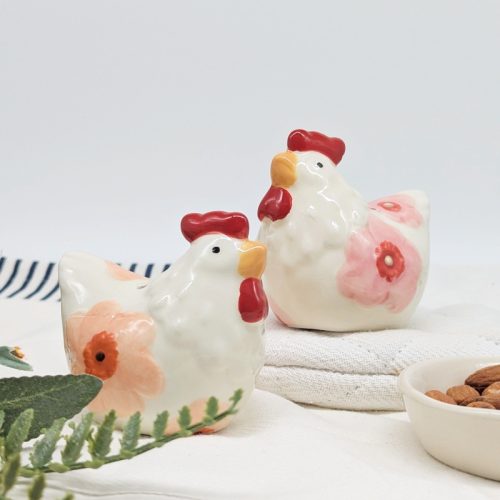 Floral Chicken Salt Pepper Shaker Set