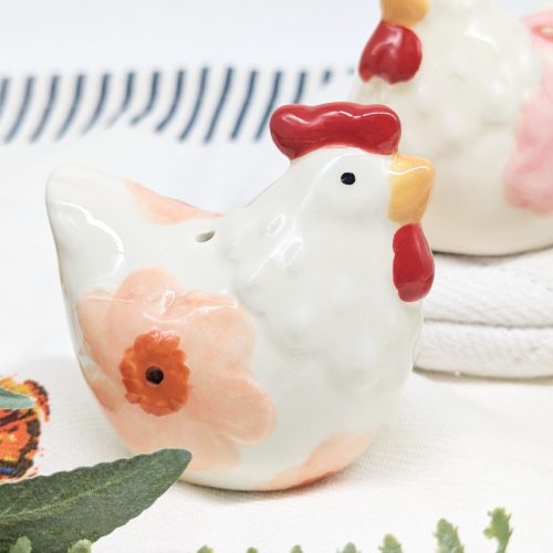 Floral Chicken Salt Pepper Shaker Set