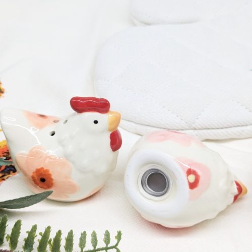 Floral Chicken Salt Pepper Shaker Set